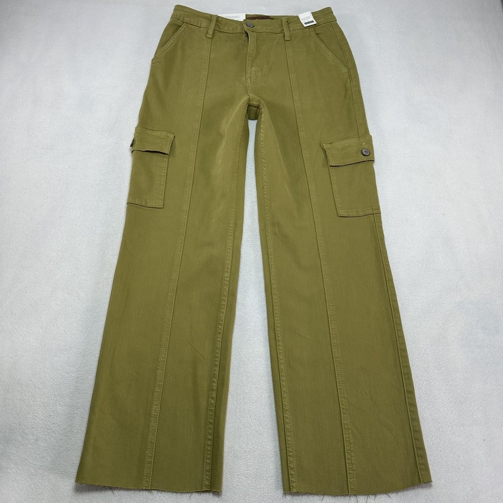Judy Blue High Waist Cargo Pants Womens 5/27 Green Twill Stretch Pockets Relaxed